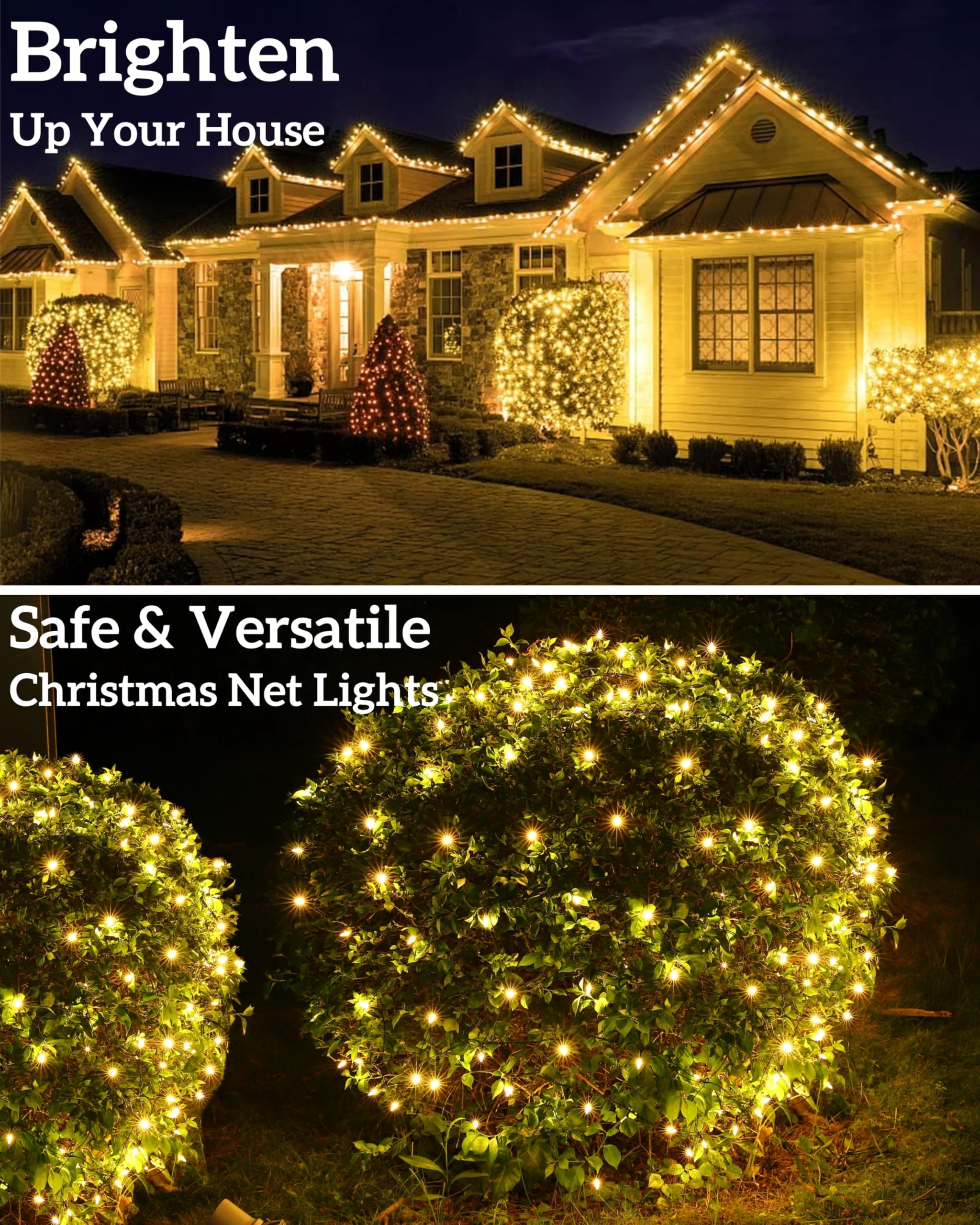 Wabarle Led Christmas Net Lights for Bushes, 132LED 6FT x 6FT